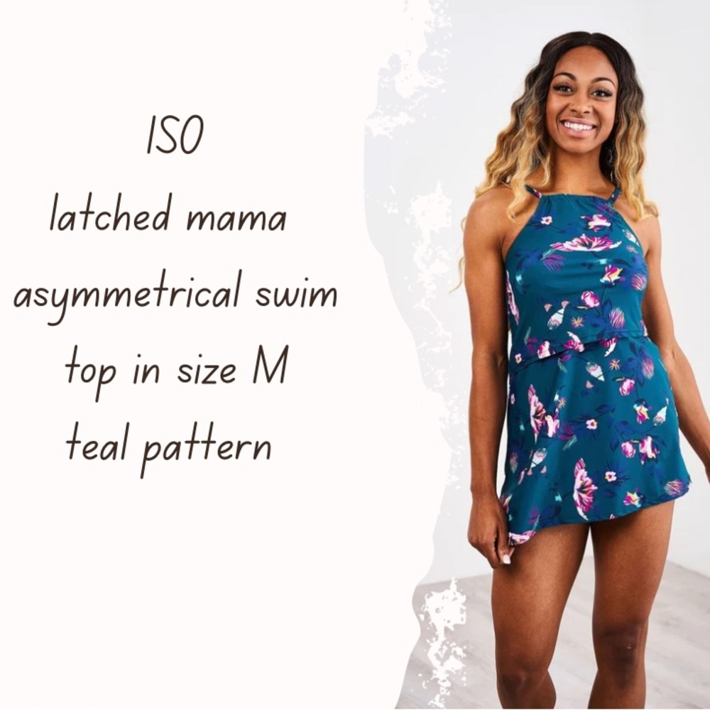 ISO Latched Mama Asymmetrical Swim Top- Teal size M